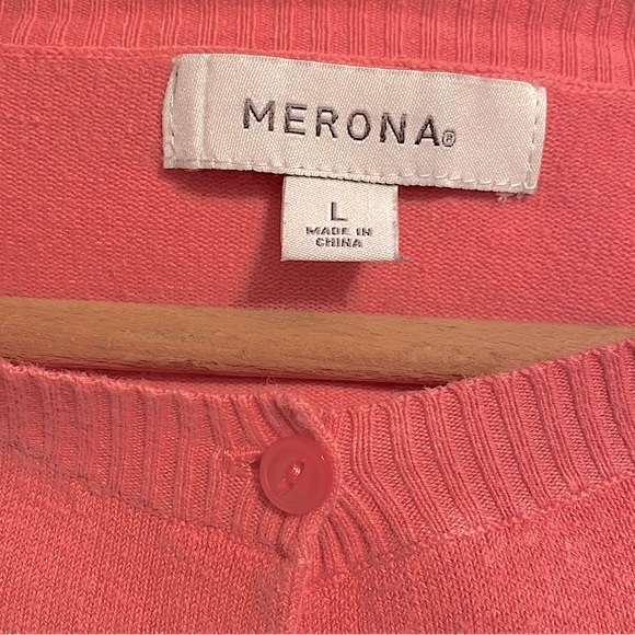 Merona Pink Button Front Cardigan Sweater Long Sleeve Barbie Bubblegum Pink L - Picture 12 of 15